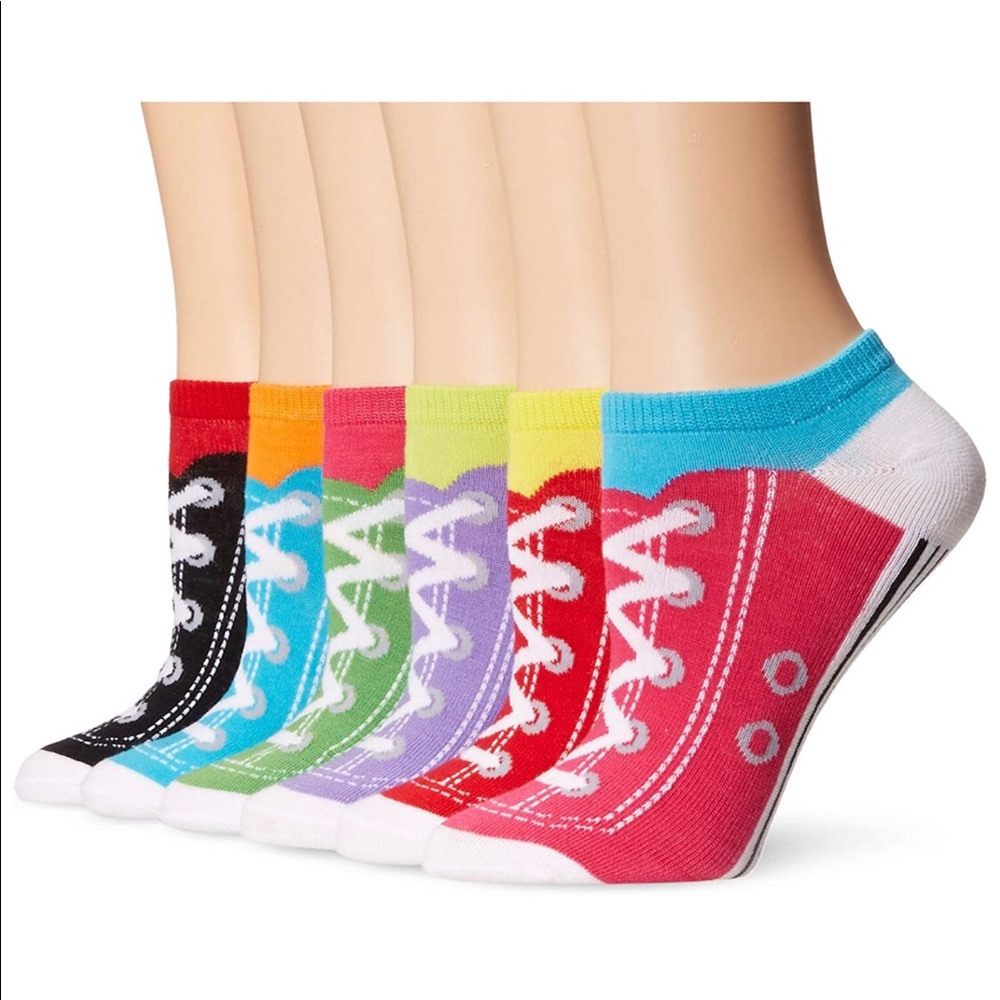 NWT: High quality novelty sneaker socks; 6 pairs.